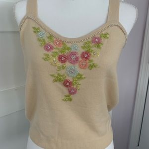 Vintage beaded knit tank top
